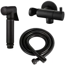 Stilform Design WC/Bidet Handbrause Komplettset mit Absperrventil Rund Schwarz