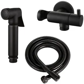 Stilform Design WC/Bidet Handbrause Komplettset mit Absperrventil Rund Schwarz
