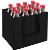 ipow Flaschentasche, 12 Fächer Flaschenträger aus Oxfordstoff, Reisßfester Flaschenkorb für Flaschen, Wein, und Bier in Schwarz