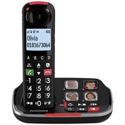 Swissvoice DECT Telefon mit Anrufbeantworter und Seniorentelefon (Anrufbeantworter, Foto-Tasten, Freisprechen) schwarz