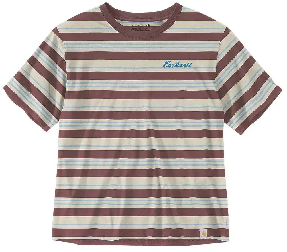 Carhartt Women Loose Fit Tencel Striped T-Shirt 106908 Barnwood Stripe XL