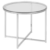 Actona GROUP Cross Beistelltisch, gehärtetem Klarglas, Stahlgestell, T: 55 cm
