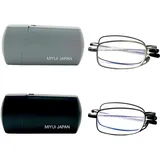 MIYUI JAPAN Lesebrille für Frauen, blaues Licht blockierende kleine Lesebrille, kleine Röhrenleser, leichte Lesebrille mit schlanker Sicht, für Männer und Frauen