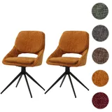 2er-Set Esszimmerstuhl HWC-N73, Küchenstuhl, drehbar Auto-Return, Stoff/Textil Chenille (490g/m2) Öko-Tex ~ ocker-gelb