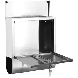 vidaXL Briefkasten Edelstahl 18/8 mit Zeitungsfach