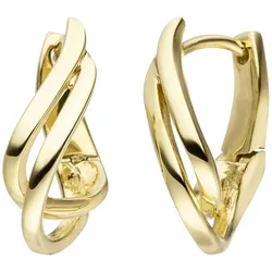 Paar Creolen JOBO, gelb (gelbgold 375), Ohrringe, Damen, Gelbgold 375, geschwungen 375 Gold