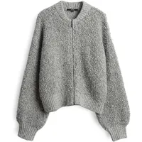 someday Damen Strickjacke | TILARA Loose Voluminöse Blousonjacke aus Bouclégarn Hazy Fog Melange, 42 - 42