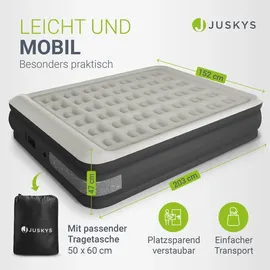 Juskys Luftmatratze Sapri L in Grau / Anthrazit - 2 Personen Luftbett selbstaufblasend - integrierter Pumpe