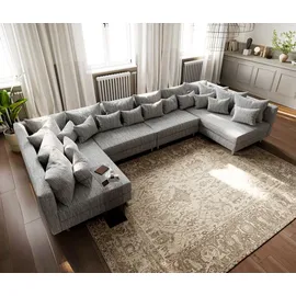 DeLife Wohnlandschaft Clovis XL Hellgrau Strukturstoff Modulsofa - Hellgrau/Grau