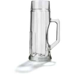 6x Stölzle Oberglas  Bierkrug gerippt 0,5 l, geeicht, Übermaß, mit Schild