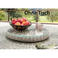 Destiny Drehteller Vintage Weiß Lazy Susann Drehtisch Polyrattan Glas für Luna Tisch - Ohne Tisch -