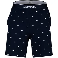 LACOSTE Herren Sweatshorts - Allover Print, Loungewear, Pyjamashorts, Baumwoll-Stretch Blau L