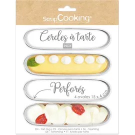 ScrapCooking Apc 4 Individuelle, Perforierte Tarteformen Silber 15x4 cm