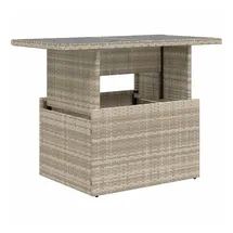 vidaXL Gartentisch mit Glasplatte Hellgrau 100x55x73 cm Poly Rattan