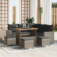vidaXL Garten-Sofa-Set 9 pcs Grau Poly Rattan 3361623