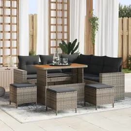 vidaXL Garten-Sofa-Set 9 pcs Grau Poly Rattan 3361623