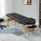 Homcom Massageliege klappbar Tragbarer Massagetisch mit Kopfstütze, höhenverstellbar, Kunstleder & Holz, Schwarz Aosom