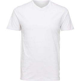 Selected Homme Herren V-Neck Kurzarm T-Shirt SLHNEWPIMA Regular Fit Weiß