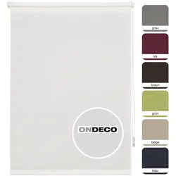 Ondeco Tageslichtrollo Win ohne Bohren Klemmfix lichtdurchlässig und Blickdicht Farbe: Weiß, Größe: 140x160 cm ohne Klemmträger