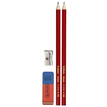 Herlitz Bleistift-Set: 2 Bleistifte aus FSC Holz, 1 Radierer und Anspitzer, Härtegrad HB, lackiert, 180 Stück (1er Pack)