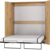 FurnitureByJDM Schrankbett Vertikal, Wandklappbett, Bettschrank, Wandbett, Schrank mit integriertem Klappbett, Funktionsbett - Teddy - (Eiche Artisan, 160 x 200 cm)