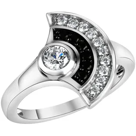 VIVANCE Fingerring "925-Sterling Silber rhodiniert Zirkonia" Gr. 58, weiß, Fingerringe, Damen, 058 (18,5), Silber 925 (Sterlingsilber), Fingerring