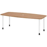 Bümö Konferenztisch, Nussbaum, Weiß, Nachbildung,Nussbaum, Oval, 220x74x103 cm, FSC
