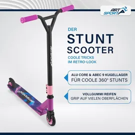 ArtSport Stunt Scooter Galactic Cruiser - Trick Roller für Kinder & Jugendliche - Tretroller Lila