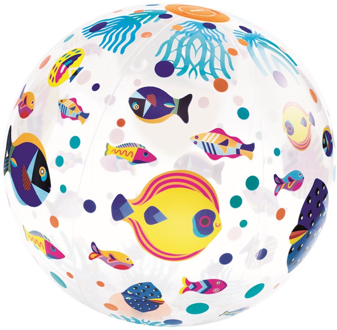 Aufblasbarer Spielball Fische (Ø35cm) In Transparent/Bunt