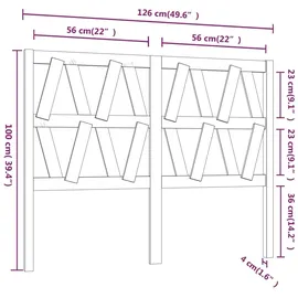 vidaXL Bett-Kopfteil 126x4x100 cm Massivholz Kiefer