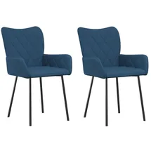 vidaXL Esszimmerstühle 2 Stk. Blau Stoff