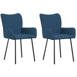 vidaXL Esszimmerstühle 2 Stk. Blau Stoff
