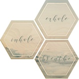 wall-art Holzbild »Inhale Exhale Breathe«, (Set, Dekoratives Bild), Holzposter Collage, beige