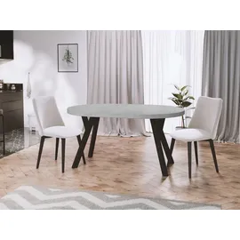 WFL GROUP Esstisch Hellgrau, Holzwerkstoff, 8-Sitzer, Rund,Rund, 100x76x100 cm Esszimmer, Tische, Esstische