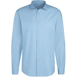 John Devin Langarmhemd JOHN DEVIN "elastische Baumwollqualität", Herren, Gr. M (39/40), N-Gr, blau (hellblau), Web, Obermaterial: 97% Baumwolle, 3% Elasthan, unifarben, körpernah, Rundhals, 1-Knopf-Manschette, Hemden, für maximale Bewegungsfreiheit durch Stretch