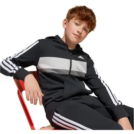 adidas Seasonal Essentials Tiberio 3-Streifen Fleece Trainingsanzug Black / White / Grey Two 164