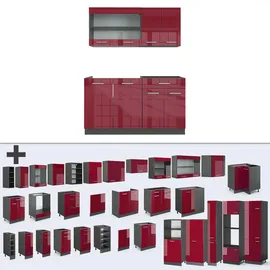 Vicco R-Line Küchenzeile 140 cm bordeaux hochglanz/anthrazit