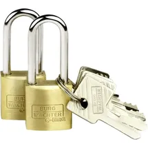 Burg Wächter 2er Set Duo 222 20 26 SB Vorhängeschloss gleichschließend Messing Schlüsselschloss