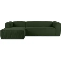 Konsimo Eckcouch Stoff 2-Sitzer Dunkelgrün