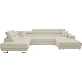Mirjan24 Wohnlandschaft Torezio Bis Cord, mit Bettkasten und Schlaffunktion, Einstellbare Kopfstützen, 346x203x70-90 cm (Farbe: ...