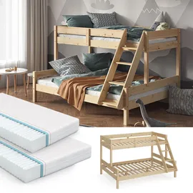 VitaliSpa Etagenbett Everest 140 x 200 cm Kiefer massiv natur beige