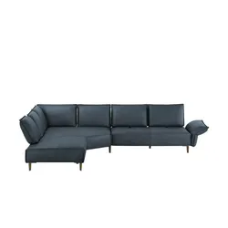 W.SCHILLIG Ecksofa aus Echtleder ¦ blau ¦ Maße (cm): B: 341 H: 84 T: 272