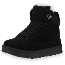 VAN HILL Damen Sneaker High Plateau Profilsohle Bequem Schuhe 217800 Schwarz 36 - 36 EU