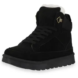 VAN HILL Damen Sneaker High Plateau Profilsohle Bequem Schuhe 217800 Schwarz 36 - 36 EU