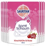 Sagrotan Samt-Schaum Nachfüller Kirschblüte & Rose – 8 x 250 ml Schaumseife im praktischen Vorteilspack