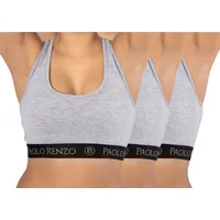 Paolo Renzo Paolo Renzo® Damen Baumwoll-Bustier SPORT LINE 3 Paar - Größe S - Grau