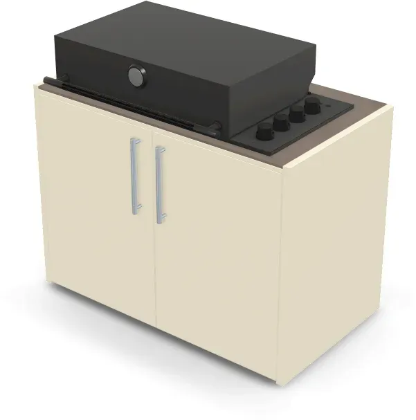 Brabura Box-Q 4-Brenner schwarz | Neuestes Edelstahlmodell - Barro / Perle Blanche / Silberner Griff