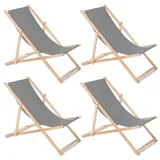 Liegestuhl Strandliege Gartenliege Sonnenliege 4 Stück / Grau / Buchenholz