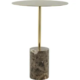 Kayoom Beistelltisch "Oscar 425, Runder Marmorfuß mit scharfen Kanten", bunt (braun, multi), Tische, B/H/T: 40cm x 54cm x 40cm, Tischplatte:100% marmorisiertes Glas Gestell:Marmor / Edelstahl, Beistelltisch, Runder Marmorfuß, runde Ablagefläche und Gestell aus 