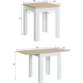 Dmora Newark 67 x 79 x 67 cm weiß/eiche